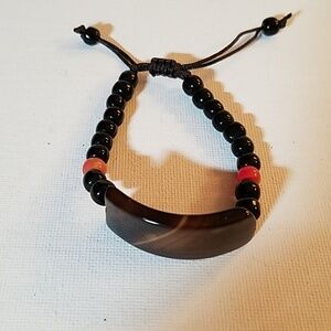 Black & Orange Bead Adjustable 8" Bracelets
